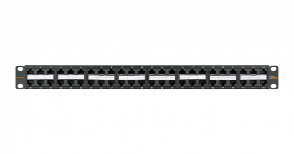 Коммутационная панель NIKOMAX 19&amp;quot;, 1U, 48 портов, Кат.5e (Класс D), 100МГц, RJ45/8P8C, 110/KRONE, T568A/B, неэкранированная, с органайзером, черная - гарантия: 5 лет расширенная / 25 лет системная