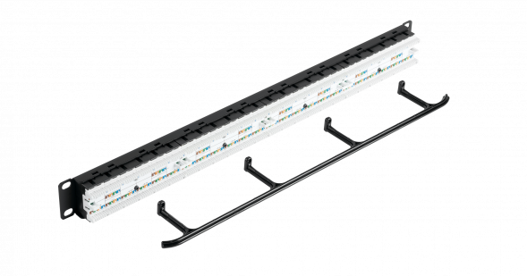 Коммутационная панель NIKOMAX 19&amp;quot;, 1U, 48 портов, Кат.5e (Класс D), 100МГц, RJ45/8P8C, 110/KRONE, T568A/B, неэкранированная, с органайзером, черная - гарантия: 5 лет расширенная / 25 лет системная
