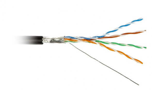 Hyperline FUTP4-C5E-S24-OUT-PE-BK-100 Кабель витая пара Cat5E