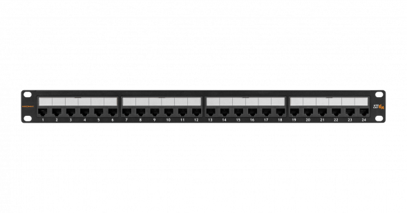 Коммутационная панель NIKOMAX 19&amp;quot;, 1U, 24 порта, Кат.6a (Класс Ea), 500МГц, RJ45/8P8C, 110/KRONE, T568A/B, неэкранированная, с органайзером, черная - гарантия: 5 лет расширенная / 25 лет системная