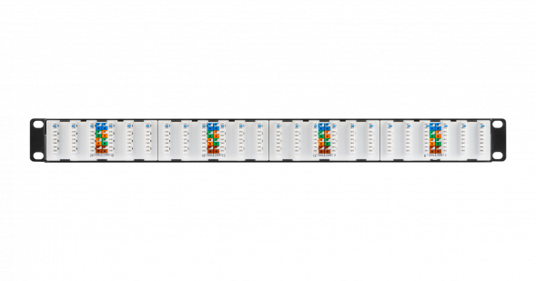 Коммутационная панель NIKOMAX 19&amp;quot;, 1U, 24 порта, Кат.6a (Класс Ea), 500МГц, RJ45/8P8C, 110/KRONE, T568A/B, неэкранированная, с органайзером, черная - гарантия: 5 лет расширенная / 25 лет системная