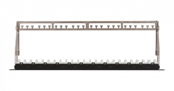 Коммутационная панель NIKOMAX 19&amp;quot;, 1U, 24 порта, Кат.6a (Класс Ea), 500МГц, RJ45/8P8C, 110/KRONE, T568A/B, неэкранированная, с органайзером, черная - гарантия: 5 лет расширенная / 25 лет системная